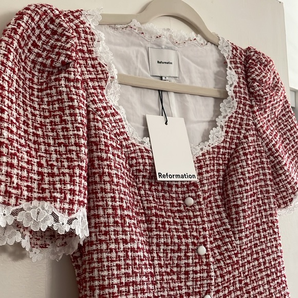 NWT Anabella Dress Reformation Red and White checkered Size 0 - Picture 8 of 12